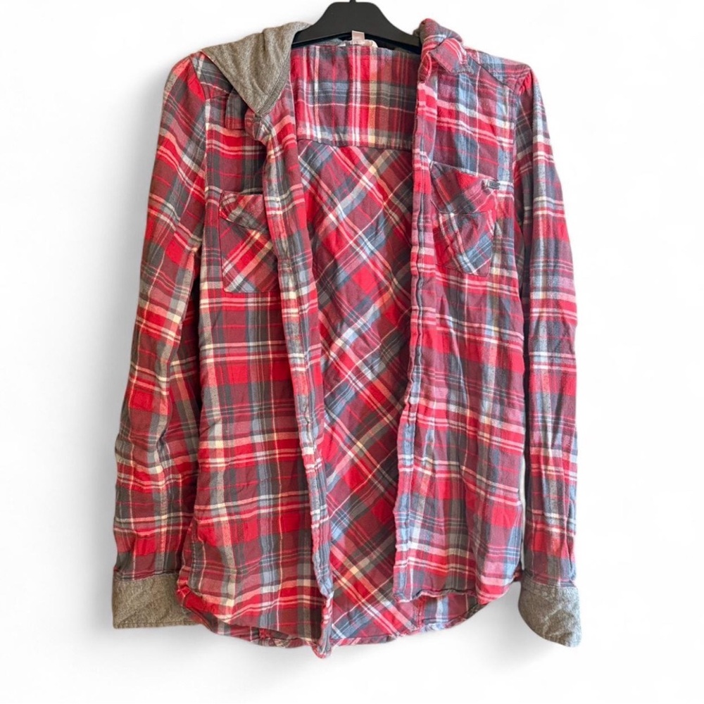 Volcom Red and Gray Plaid Shirt